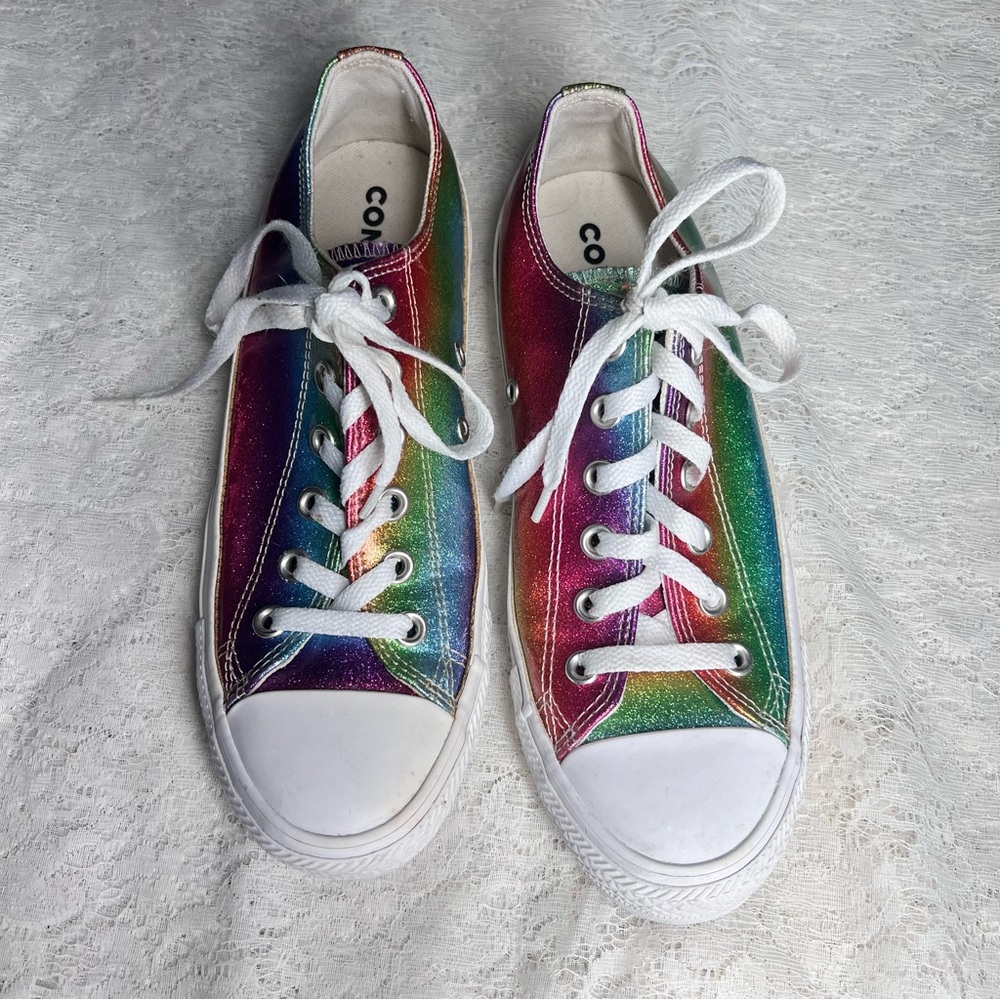 Converse Low Top Rainbow Glitter Sneakers